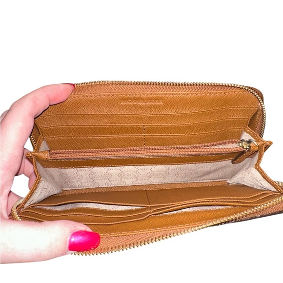 Michael Kors Tan Leather Zip Around Long Wallet - Picture 6 of 7
